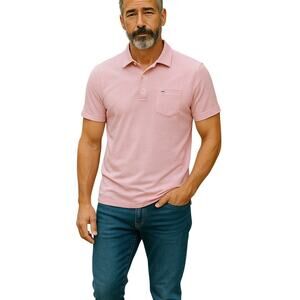 Vineyard Vines Pink Grey Striped‎ Soft Knit Golf Polo - Small